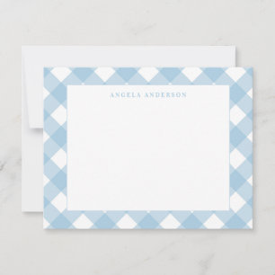 Moderne Pastell-Hellblau-Gingham-Karo-Kontrollmust Mitteilungskarte
