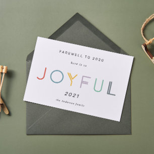 Moderne Pastell Joyful Script Holiday New Year Car Feiertagskarte