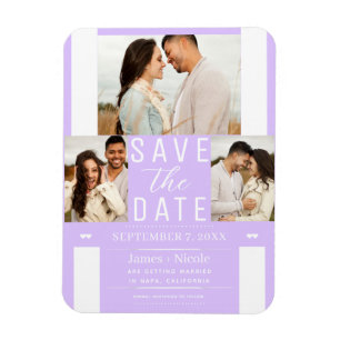 Moderne Pastell-Lavendel-Save-the-Date 3 Foto   Magnet