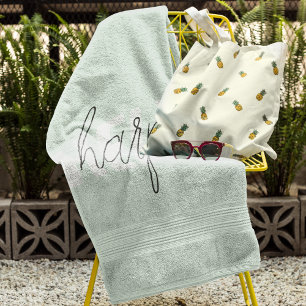 Moderne Pastell-Mint-Hallo-Und-Dein-Name Strandtuch