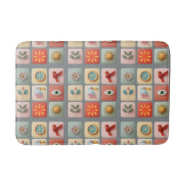 Moderne Pastell-Natur-Symbole Badematte