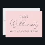 Moderne Pastell Pink Minimalistische Schwangerscha Ankündigung<br><div class="desc">Moderne pastellrosa minimalistisch personalisierte Namen Schwangerschaft Ankündigung Karte. Lass deinen Freunden und der Familie,  dass du mit diesem eleganten minimalen Design erwartest.</div>