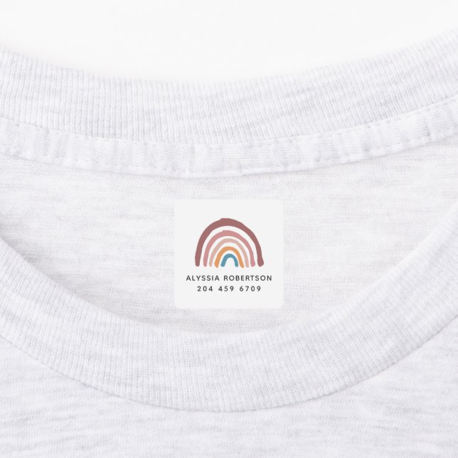 Moderne Pastell Rainbow Niedlich Kids Etiketten (Befestigt)