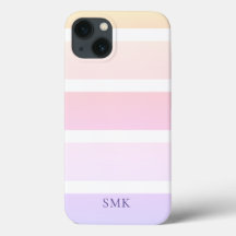 Moderne Pastell-Regenbogenstreifen Monogramm