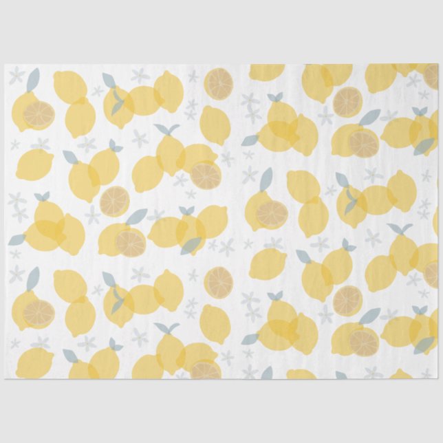 Moderne Pastell Zitrus Lemons Muster Seidenpapier (Vorderseite)