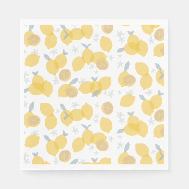 Moderne Pastell Zitrus Lemons Muster Serviette (Vorderseite)