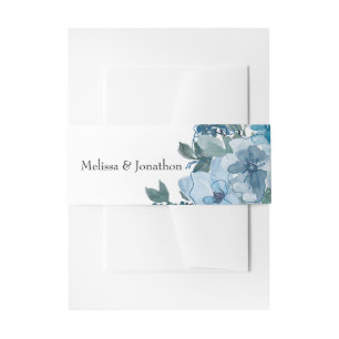 Moderne Pastellblaue Aquarell-Rosen Hochzeit Einladungsbanderole