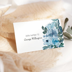 Moderne Pastellblaue Rosen Hochzeit Platzkarte