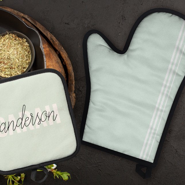 Moderne Pastelle Beauty Personalisiert Ofenhandschuh & Topflappen-Set (Von Creator hochgeladen)
