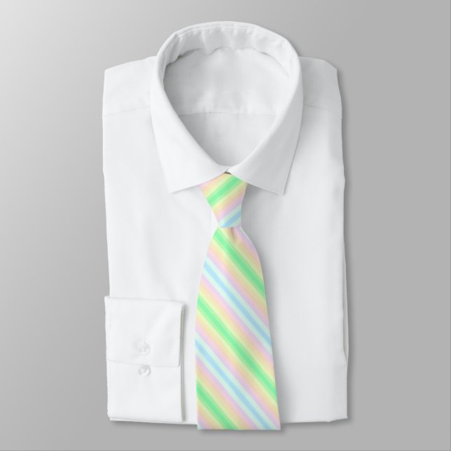 Moderne Pastelle, mehrfarbige Gradient Stripe Neck Krawatte (Gebunden)