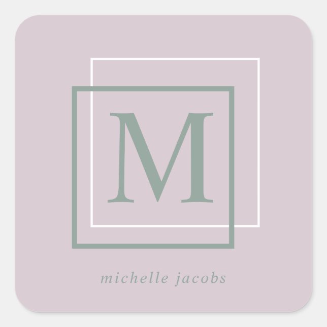 Moderne Pastelle | Monogramm-Aufkleber Quadratischer Aufkleber (Vorderseite)