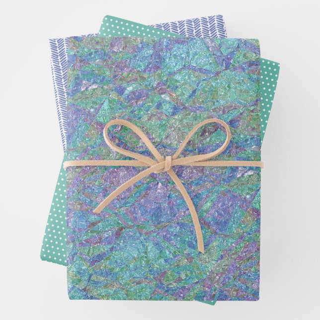 Moderne Pastellfarben Marble Mosaikmuster Geschenkpapier Set (Beispiel)