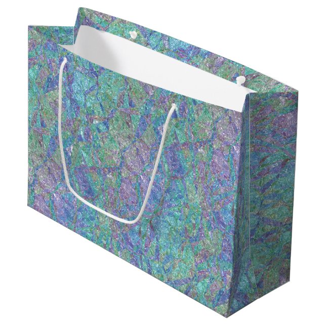 Moderne Pastellfarben Marble Mosaikmuster Große Geschenktüte (Vorderseite Schrägansicht)