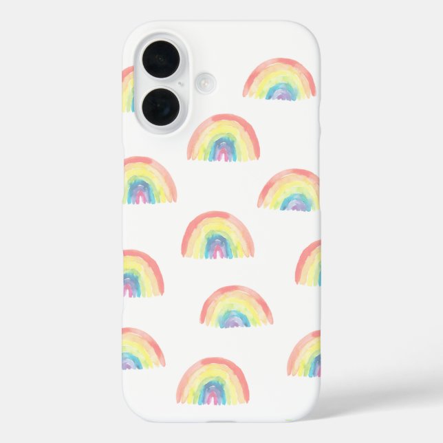 Moderne pastellfarbene Regenbogenfarbe niedlich iPhone 16 Hülle (Rückseite)
