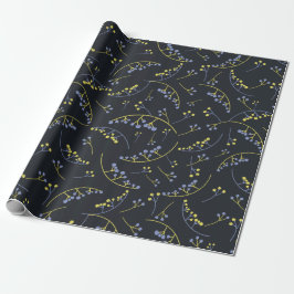 Moderne pastellgelbe Lila auf schwarzen Beeren Geschenkpapier