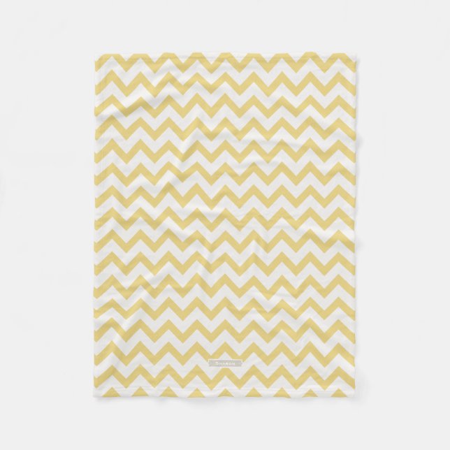 Moderne pastellgelbe und Zickzack Muster Fleecedecke (Vorderseite)