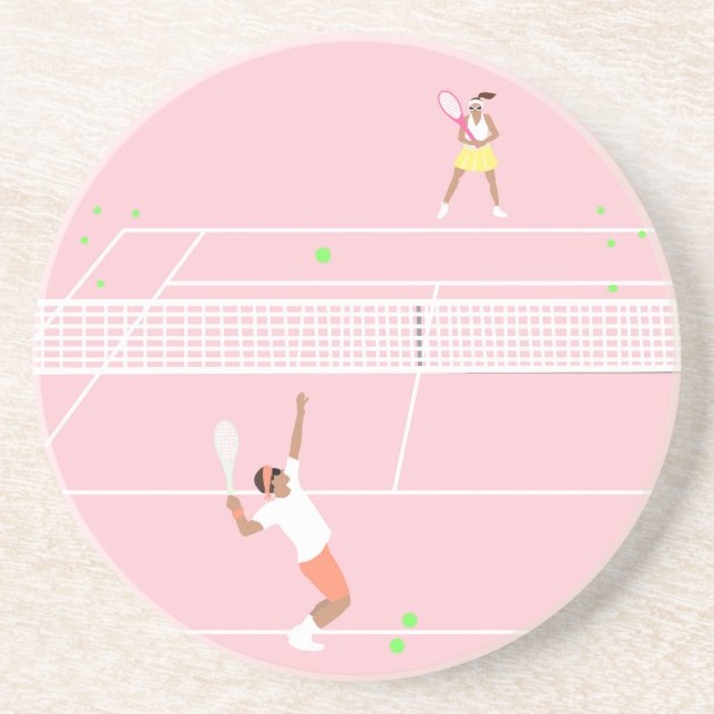 Moderne Pastellpink-Tennismatte Getränkeuntersetzer (Vorne)