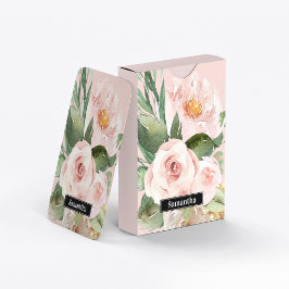 Moderne pastellrosa Aquarellfarben - Blume und Nam Spielkarten