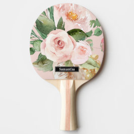 Moderne pastellrosa Aquarellfarben - Blume und Nam Tischtennis Schläger