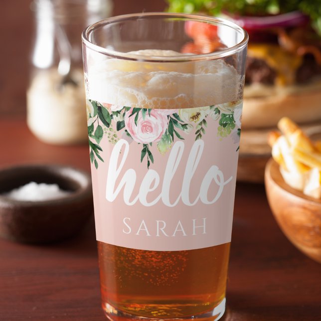 Moderne pastellrosa Blume Hallo und Sie nennen Glas (Von Creator hochgeladen)