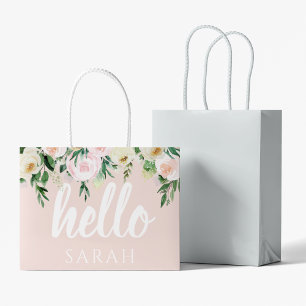 Moderne pastellrosa Blume Hallo und Sie nennen Große Geschenktüte