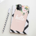 Moderne pastellrosa Blume Hallo und Sie nennen iPhone 11Pro Max Hülle<br><div class="desc">Moderne pastellrosa Blume Hallo und Sie nennen</div>