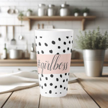 Moderne pastellrosa Girl Boss & Black Dots