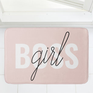 Moderne Pastellrosa Girl Boss Phrase Badematte