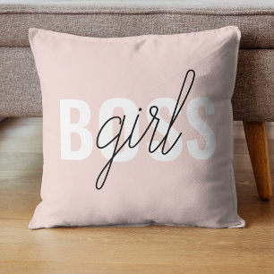Moderne Pastellrosa Girl Boss Phrase Kissen