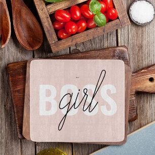 Moderne Pastellrosa Girl Boss Phrase Schneidebrett
