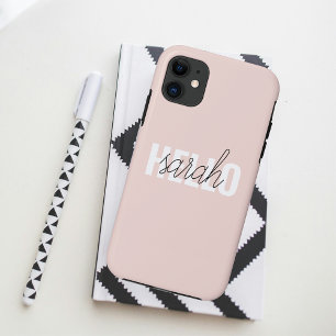 Moderne Pastellrosa Hallo und dein Name Case-Mate iPhone Hülle