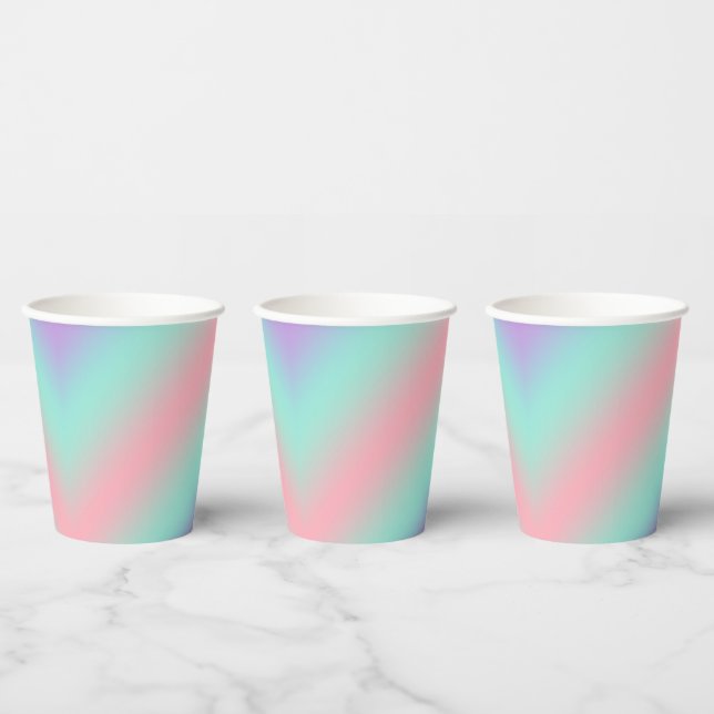 Moderne pastellrosa, hellgrüne lila Gradienten Pappbecher (Multi)