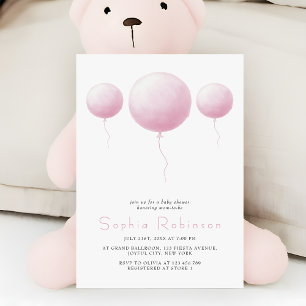 Moderne Pastellrosa Luftballons Baby Girl Shower Einladung