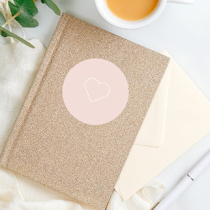 Moderne Pastellrosa & Minimalistisches Herz Schöne Runder Aufkleber
