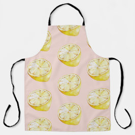 Moderne pastellrosa und gelbe Zitronen Muster Schürze