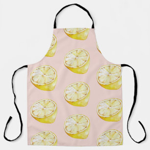 Moderne pastellrosa und gelbe Zitronen Muster Schürze