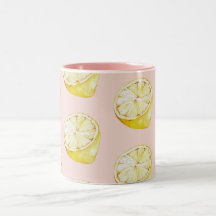 Moderne pastellrosa und gelbe Zitronen Muster