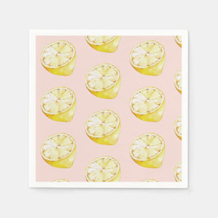 Moderne Pastellrosa- und gelbe Zitronenmuster Serviette