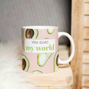 Moderne Pastellrosa und grüne Avocado Lustiger Spr Zweifarbige Tasse