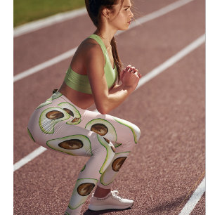 Moderne Pastellrosa und grüne Avocado-Muster Leggings