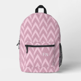 Moderne, pastellrosa Zickzack Monogramm-Initialen Bedruckter Rucksack