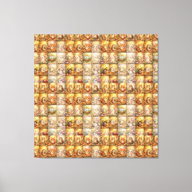 Moderne Patchwork-Muster-Collage Leinwanddruck (Vorderseite)