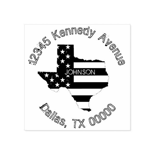 Moderne Patriotic Texas Flag Familie Rücksendeadre Gummistempel (Prägung)