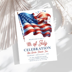 Moderne Patriotische Amerikanische Flagge 4. Juli  Einladung