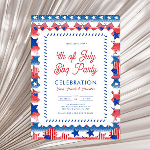 Moderne Patriotische Amerikanische Flagge 4. Juli  Einladung