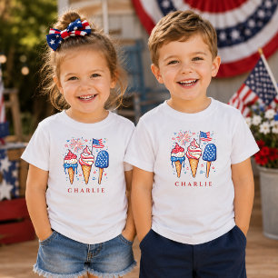 Moderne patriotische Eis-am-Stiel-Persönliche Kind Kleinkind T-shirt
