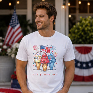 Moderne patriotische Eiscreme-Familie Personalisie T-Shirt
