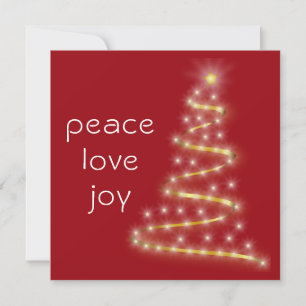 Moderne Peace Liebe Joy Red Gold Feiertagskarte