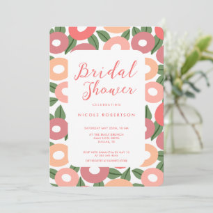 Moderne Peach Blume Bridal Dusche Einladung