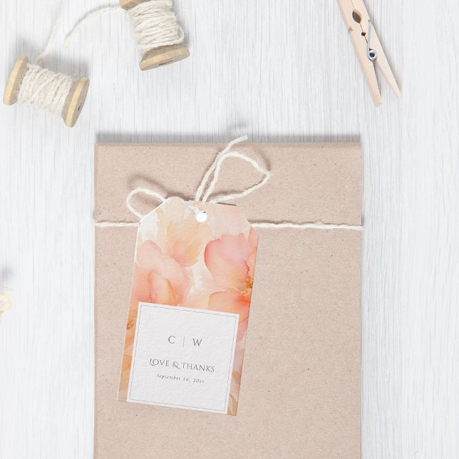 Moderne Peach Blume Hochzeit Vielen Dank Geschenkanhänger (Von Creator hochgeladen)